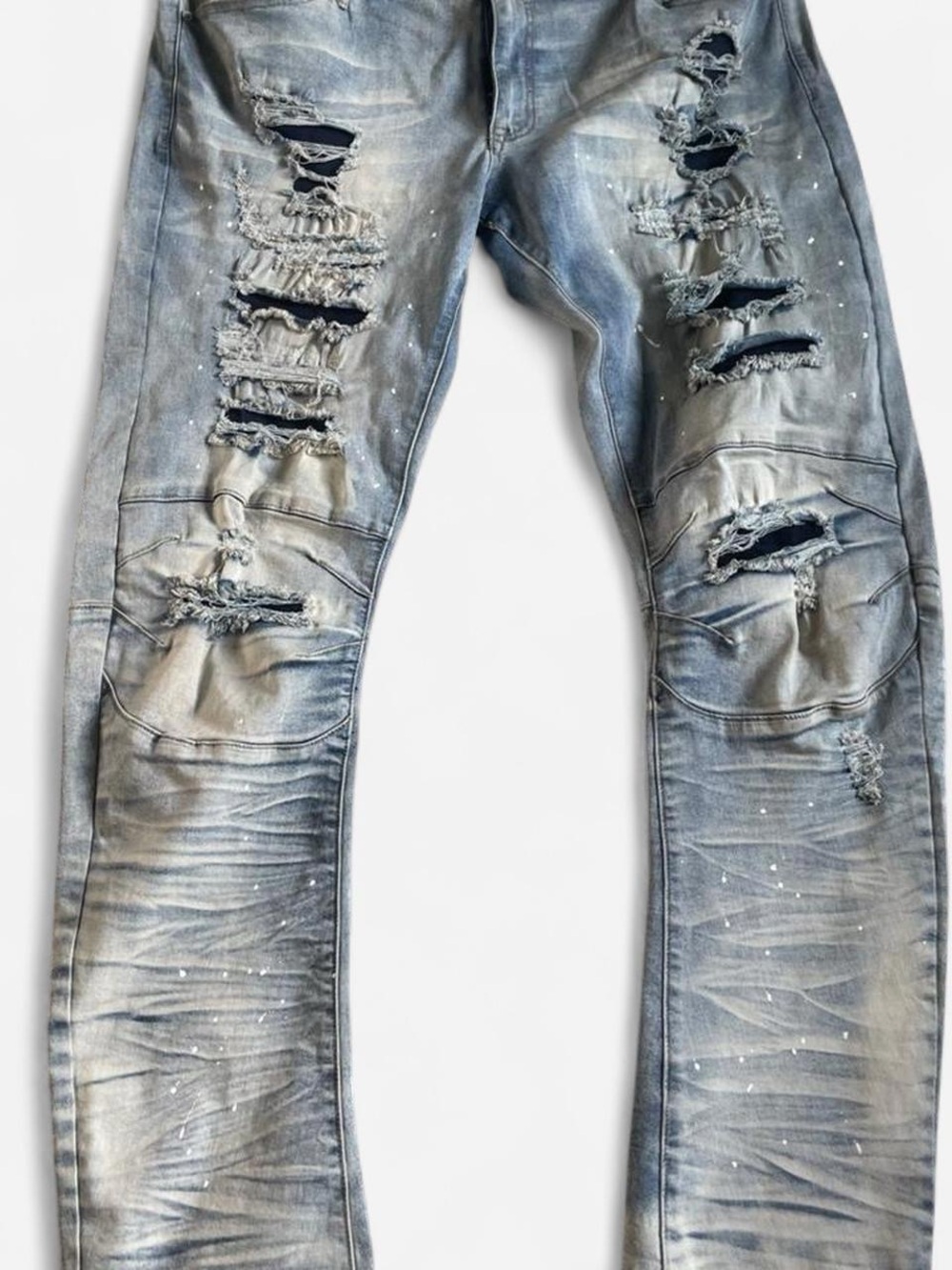 Rue21 Distressed Slim Straight Jeans — Light Blue Wash